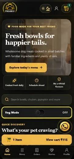 Pirabeo Pawstaurant ordering app