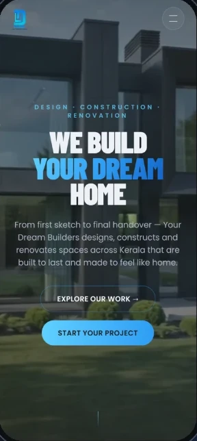 Your Dream Builders website on mobile