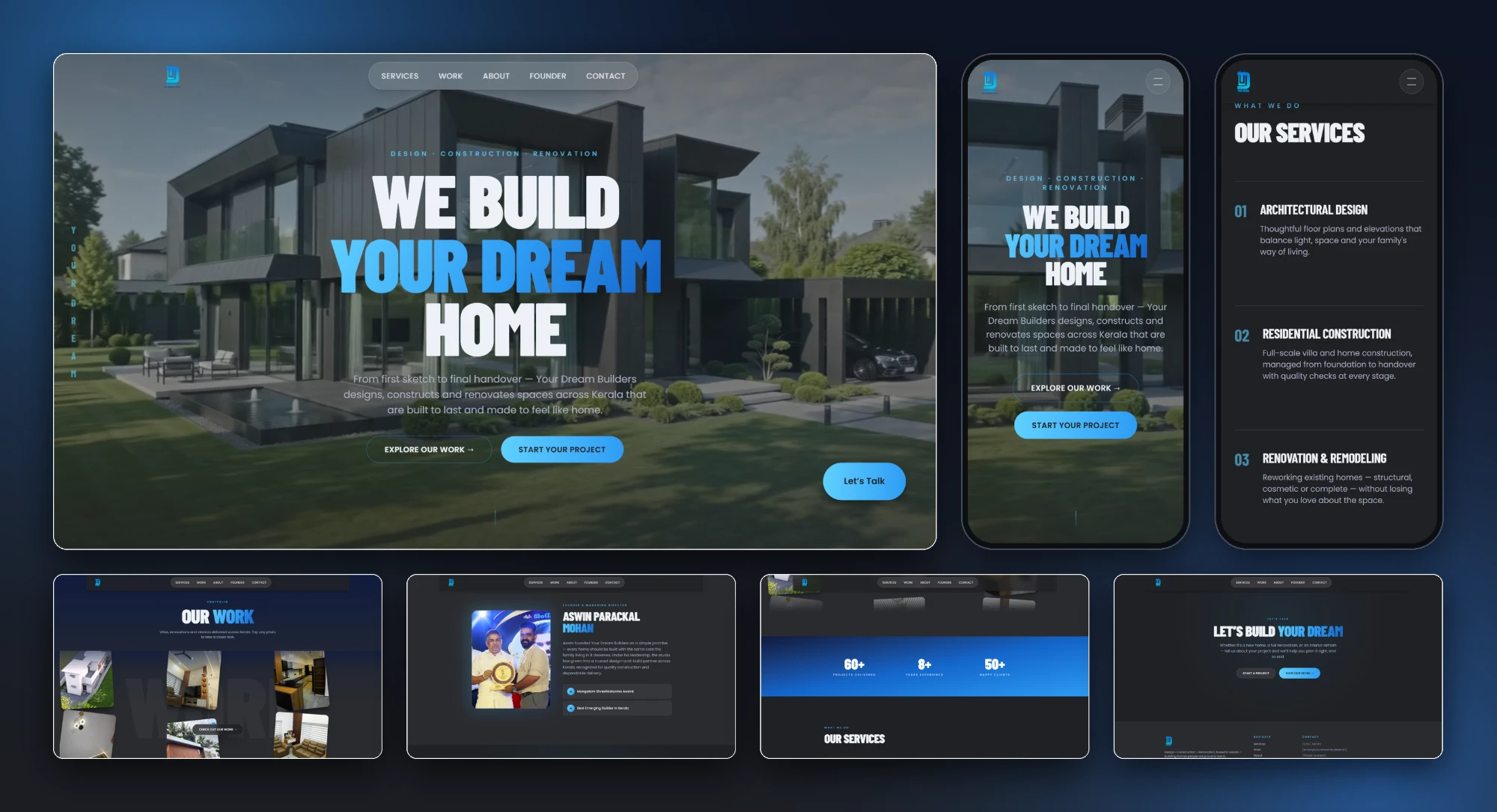 Your Dream Builders website on desktop and mobile